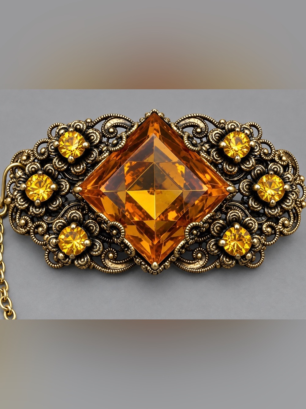 Vintage Czech Amber Brooch #cz213